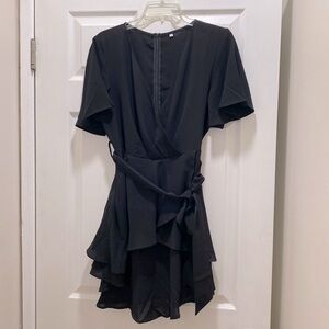 Short ruffle black dress